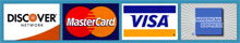 We accept Visa, Mastercard, Discover and American Express